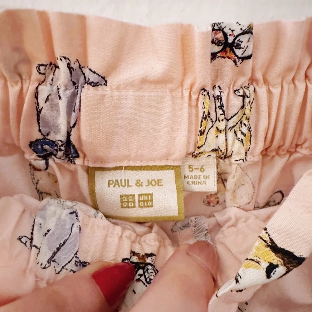 Paul & Joe For Uniqlo Kids Boxer Shorts Cats With Glasses Pink